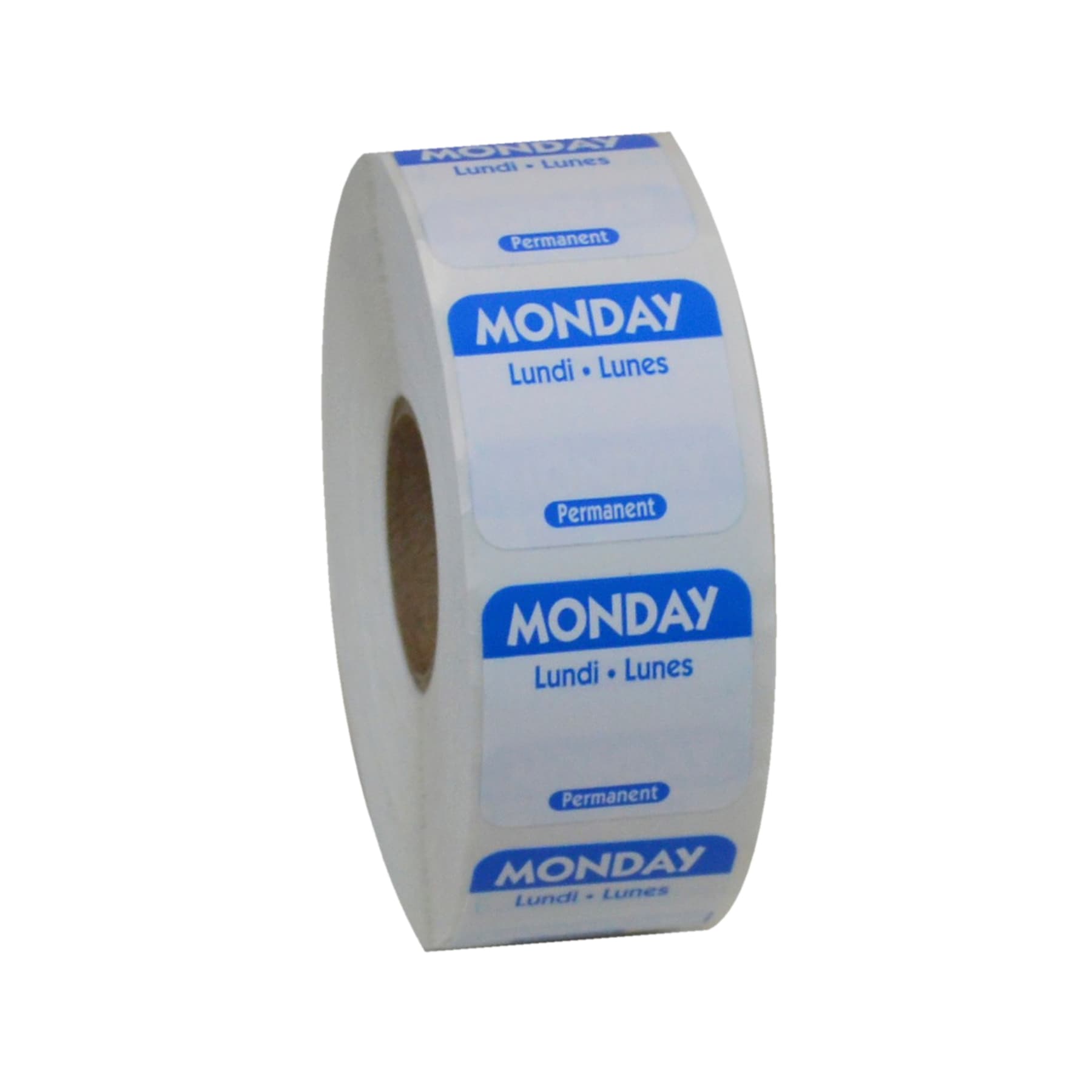 Monday Prep Item Date Use Trilingual Label 1X1 IN Blue Square Permanent 1/Roll