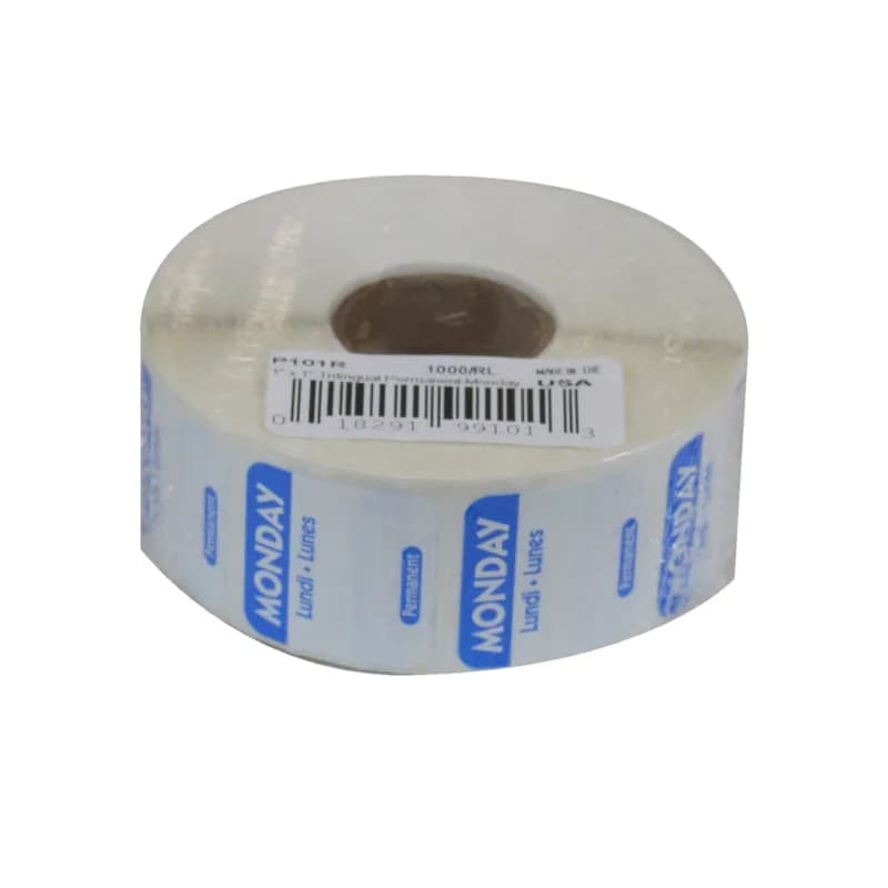Monday Prep Item Date Use Trilingual Label 1X1 IN Blue Square Permanent 1/Roll
