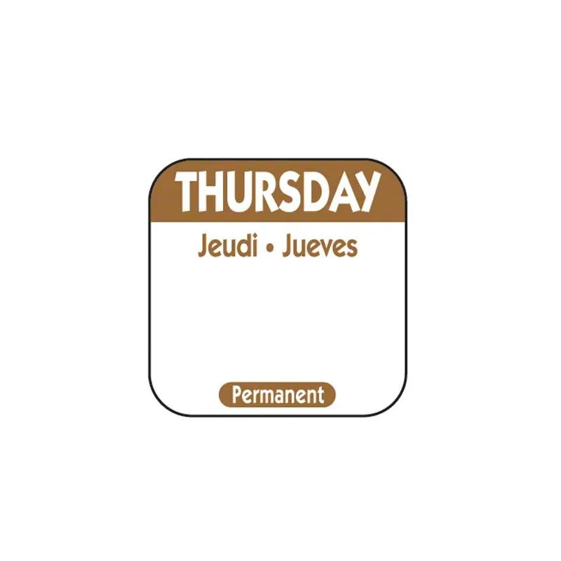 Thursday Prep Item Date Use Trilingual Label 1X1 IN Brown Square Permanent 1/Roll