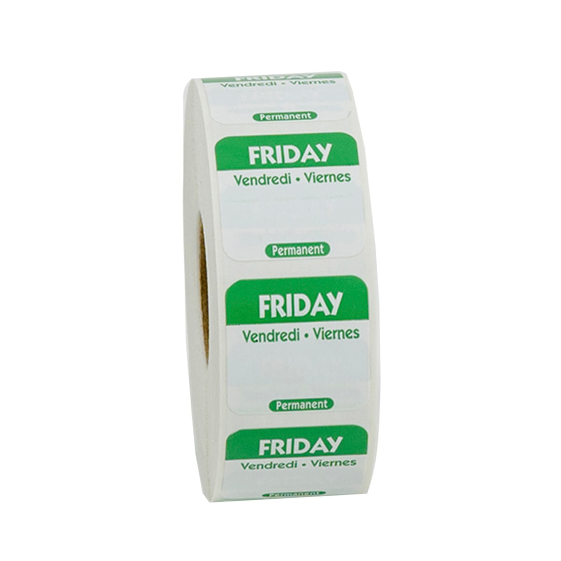 Friday Prep Item Date Use Trilingual Label 1X1 IN Green Square Permanent 1/Roll
