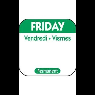 Friday Prep Item Date Use Trilingual Label 1X1 IN Green Square Permanent 1/Roll