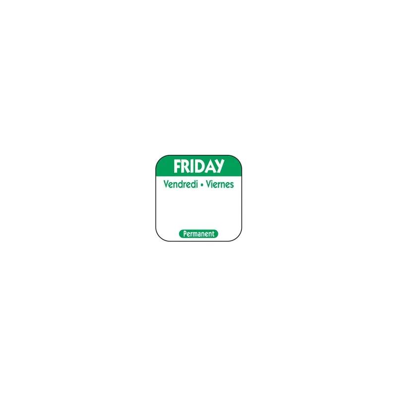 Friday Prep Item Date Use Trilingual Label 1X1 IN Green Square Permanent 1/Roll