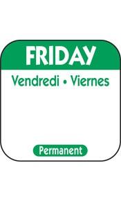 Friday Prep Item Date Use Trilingual Label 1X1 IN Green Square Permanent 1/Roll