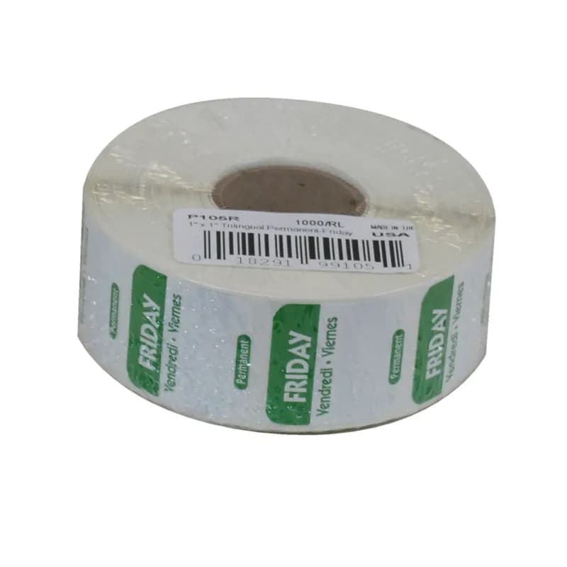 Friday Prep Item Date Use Trilingual Label 1X1 IN Green Square Permanent 1/Roll