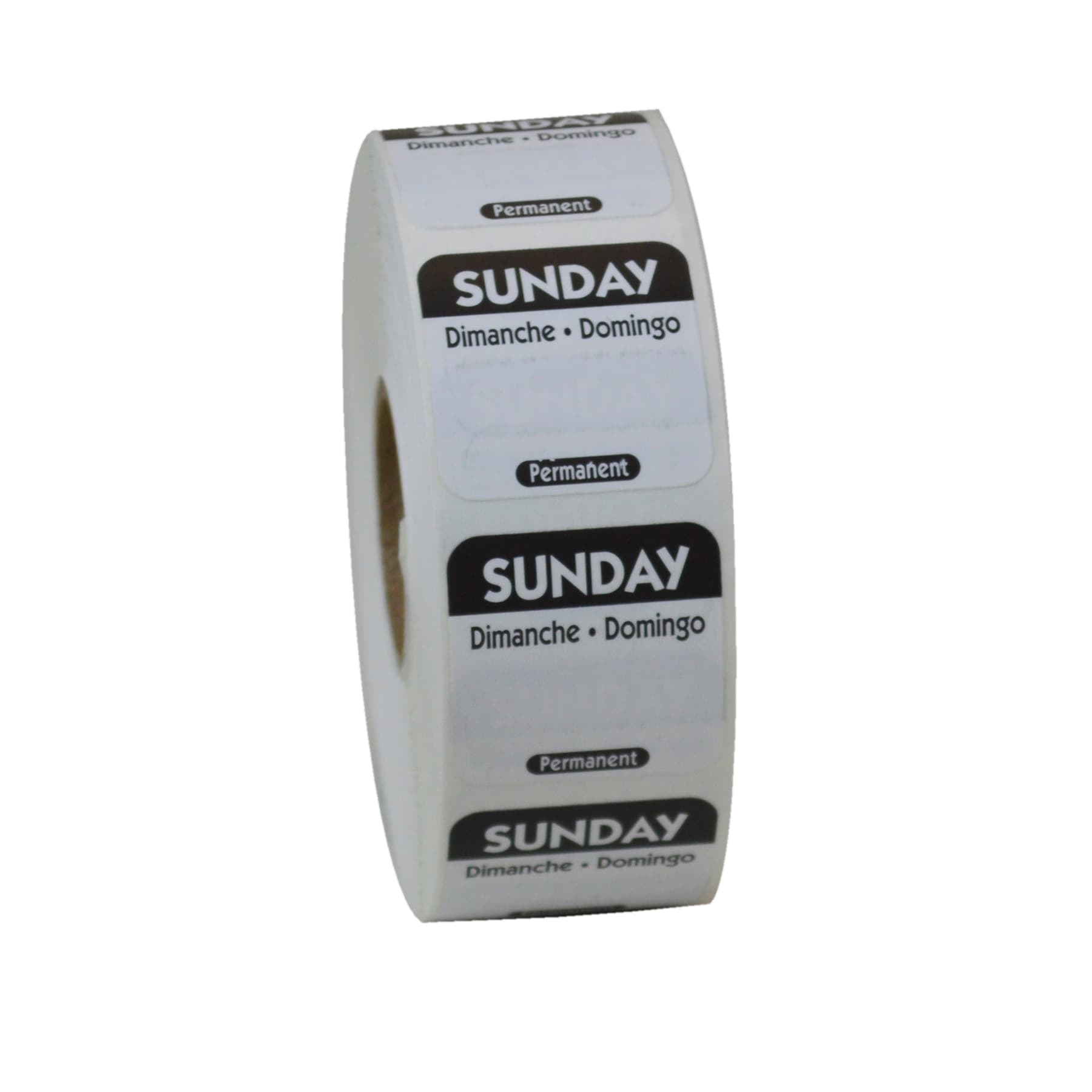 Sunday Label 1X1 IN Permanent Trilingual 1/Roll
