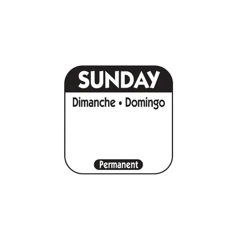 Sunday Label 1X1 IN Permanent Trilingual 1/Roll