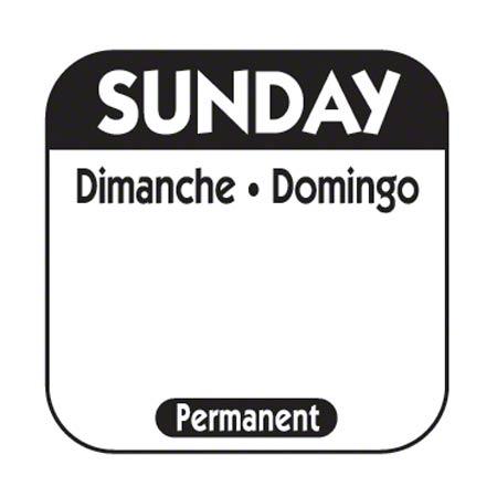 Sunday Label 1X1 IN Permanent Trilingual 1/Roll