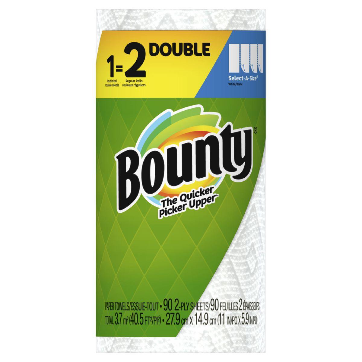 Bounty® Select A Size Household & Kitchen Roll Paper Towel 11X5.88 IN 2PLY White 90 Sheets/Roll 24 Rolls/Case