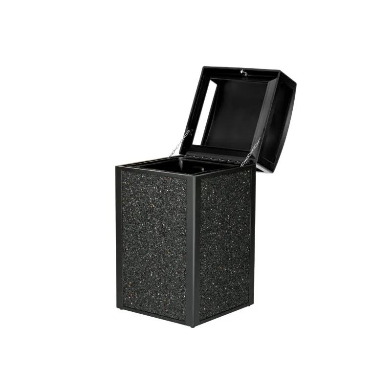 Rugged Trash Can 21.06X21.06X41.33 IN 40 GAL Gray Stone All Weather Dome Top With Stone Panels 1/Each