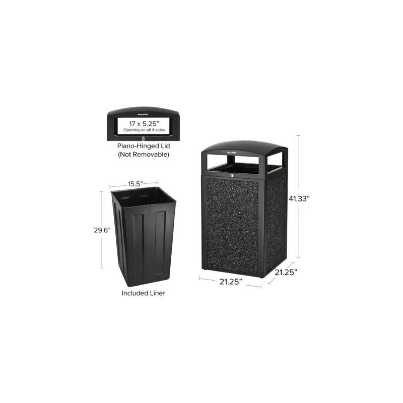 Rugged Trash Can 21.06X21.06X41.33 IN 40 GAL Gray Stone All Weather Dome Top With Stone Panels 1/Each