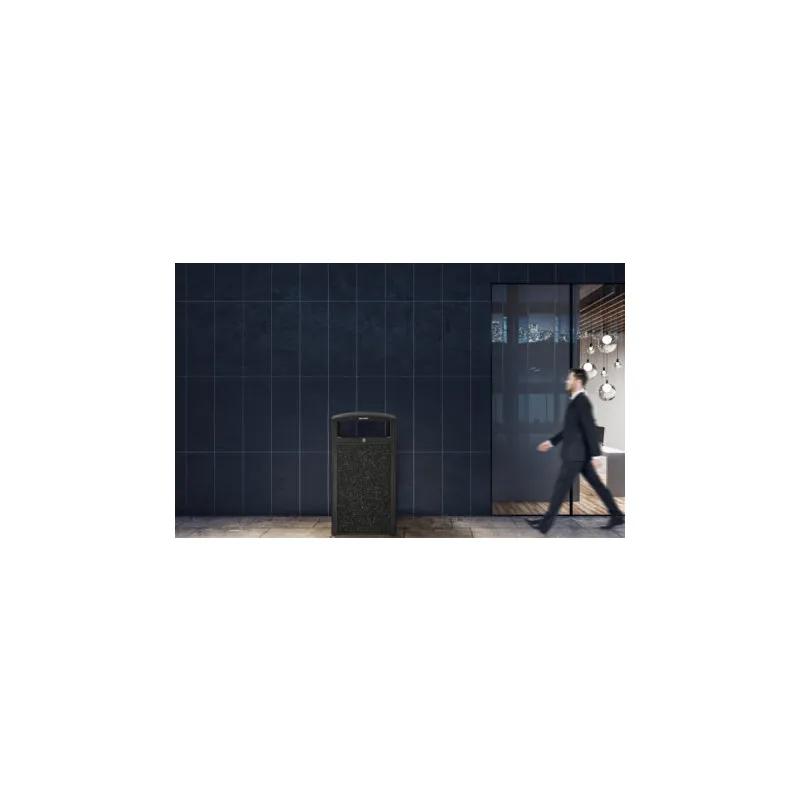 Rugged Trash Can 21.06X21.06X41.33 IN 40 GAL Gray Stone All Weather Dome Top With Stone Panels 1/Each