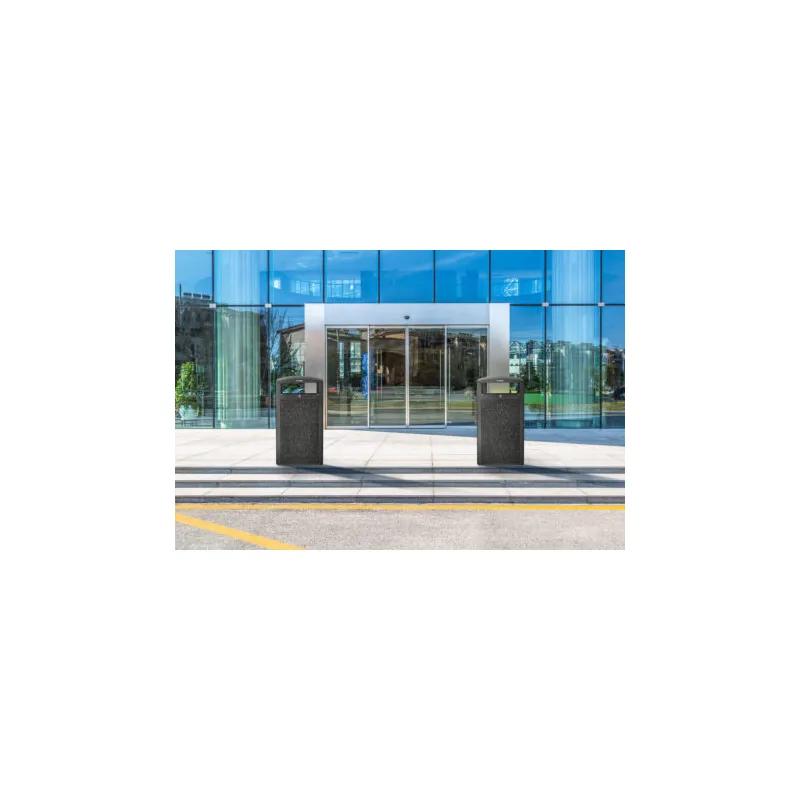 Rugged Trash Can 21.06X21.06X41.33 IN 40 GAL Gray Stone All Weather Dome Top With Stone Panels 1/Each