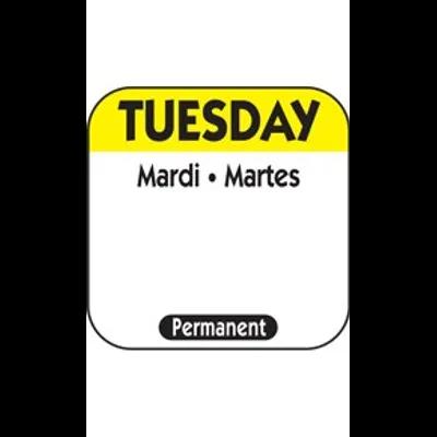 Tuesday Prep Item Date Use Trilingual Label 1X1 IN Yellow Square Permanent 1/Roll