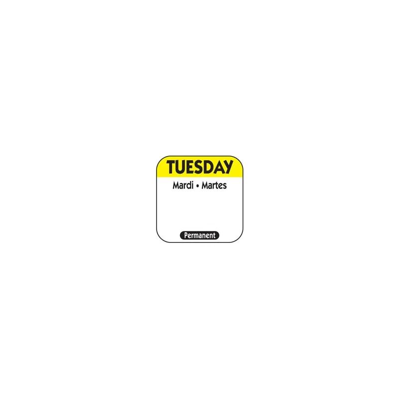 Tuesday Prep Item Date Use Trilingual Label 1X1 IN Yellow Square Permanent 1/Roll