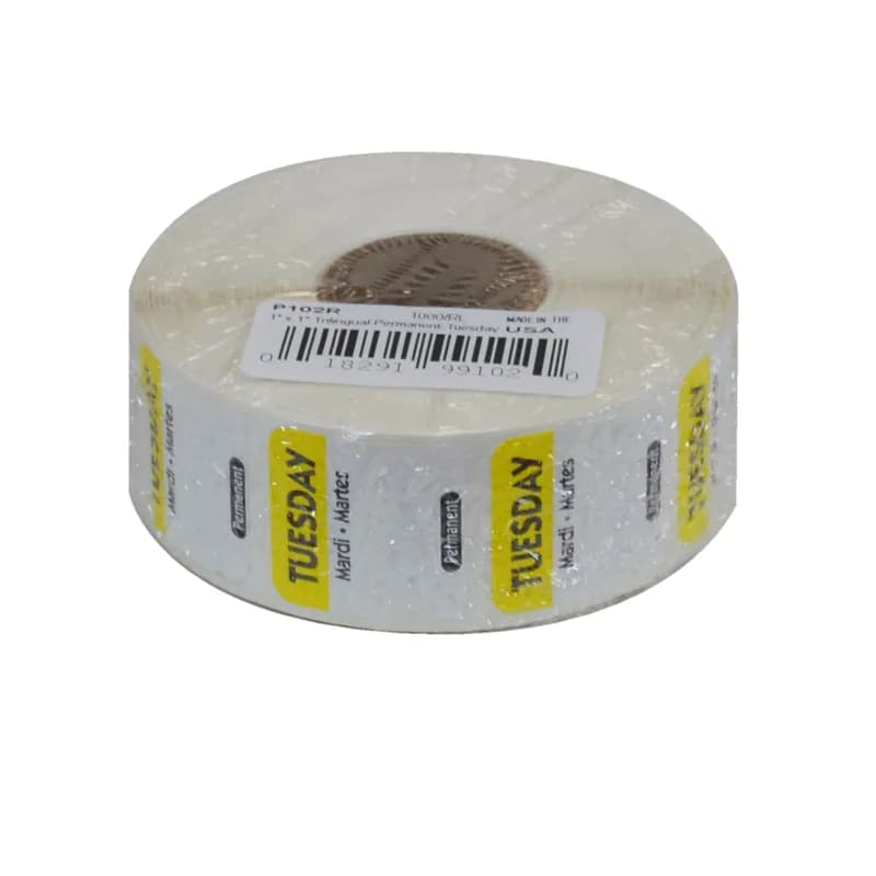 Tuesday Prep Item Date Use Trilingual Label 1X1 IN Yellow Square Permanent 1/Roll