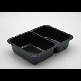 Take-Out Container Base 8.5X6.5X1.8 IN 2 Compartment Black Rectangle 252/Case