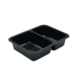 Take-Out Container Base 8.5X6.5X1.8 IN 2 Compartment Black Rectangle 252/Case
