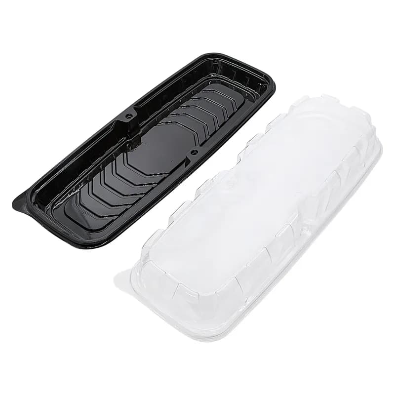 Serving Tray Base & Lid Combo Large (LG) 18X7 IN Black Clear Rectangle 50/Case