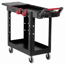 Utility Cart Small (SM) 46.2X17.75X36 IN 500 LB Black Red Resin Heavy Duty Adaptable Small 5 IN TPR Caster 1/Each