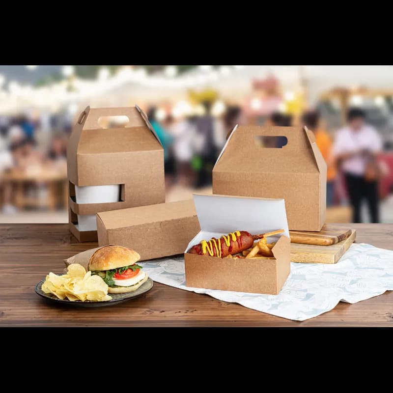 Take-Out Box Barn 8X6X8 IN Kraft Paperboard Brown Plain Automatic Bottom 100/Case