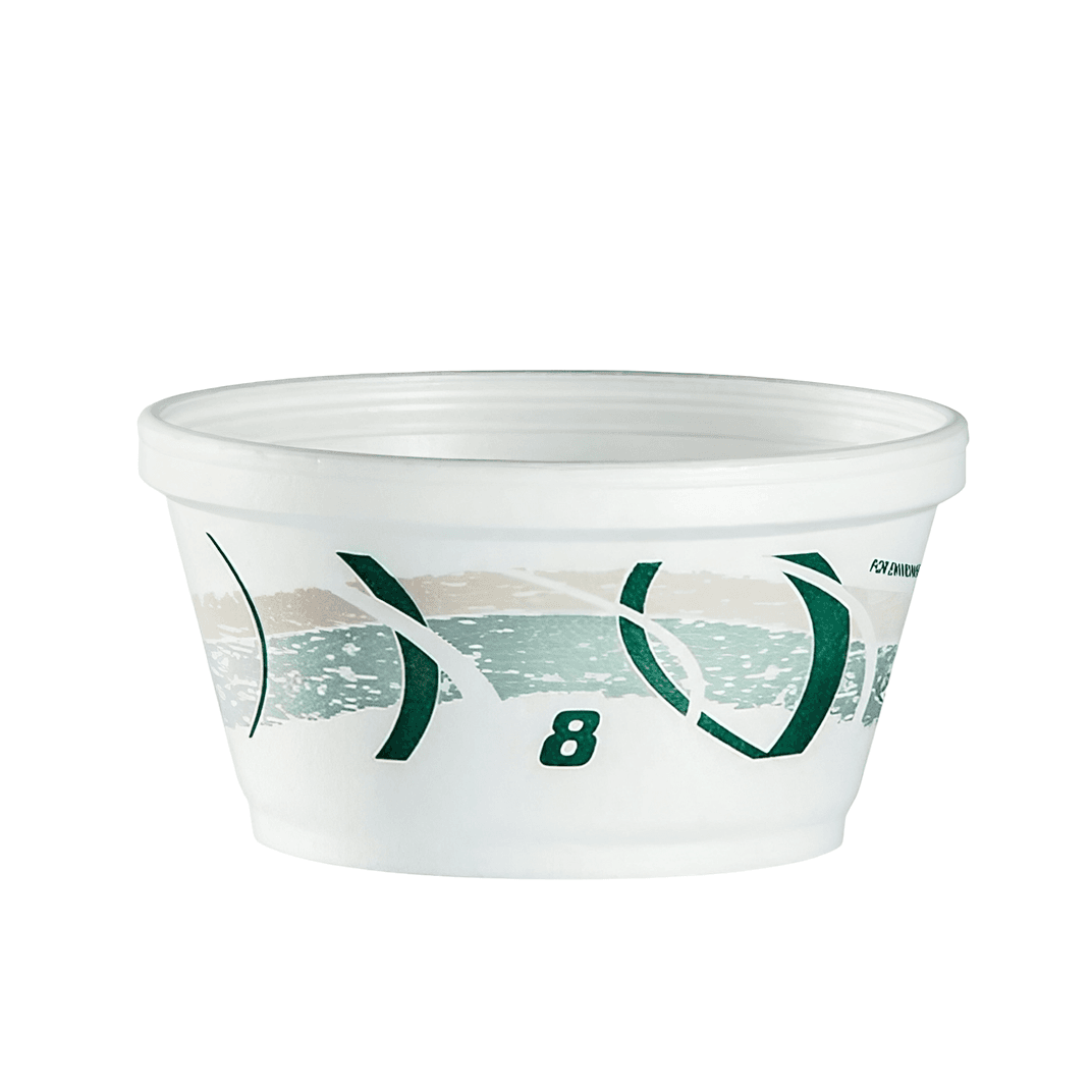 Dart® Food Container Base 8 OZ Polystyrene Foam Green Gray Impulse Stock Print Insulated 1000/Case