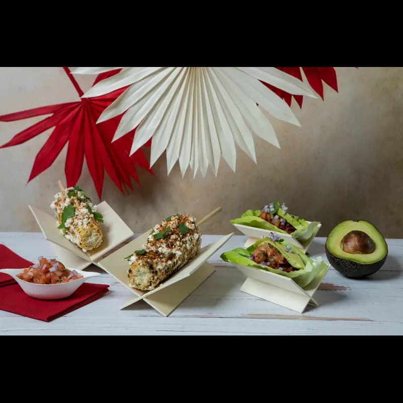 Taco Holder 3.39X2.48 IN Poplar Natural Grease Resistant Reusable 50 Count/Pack 4 Packs/Case 200 Count/Case