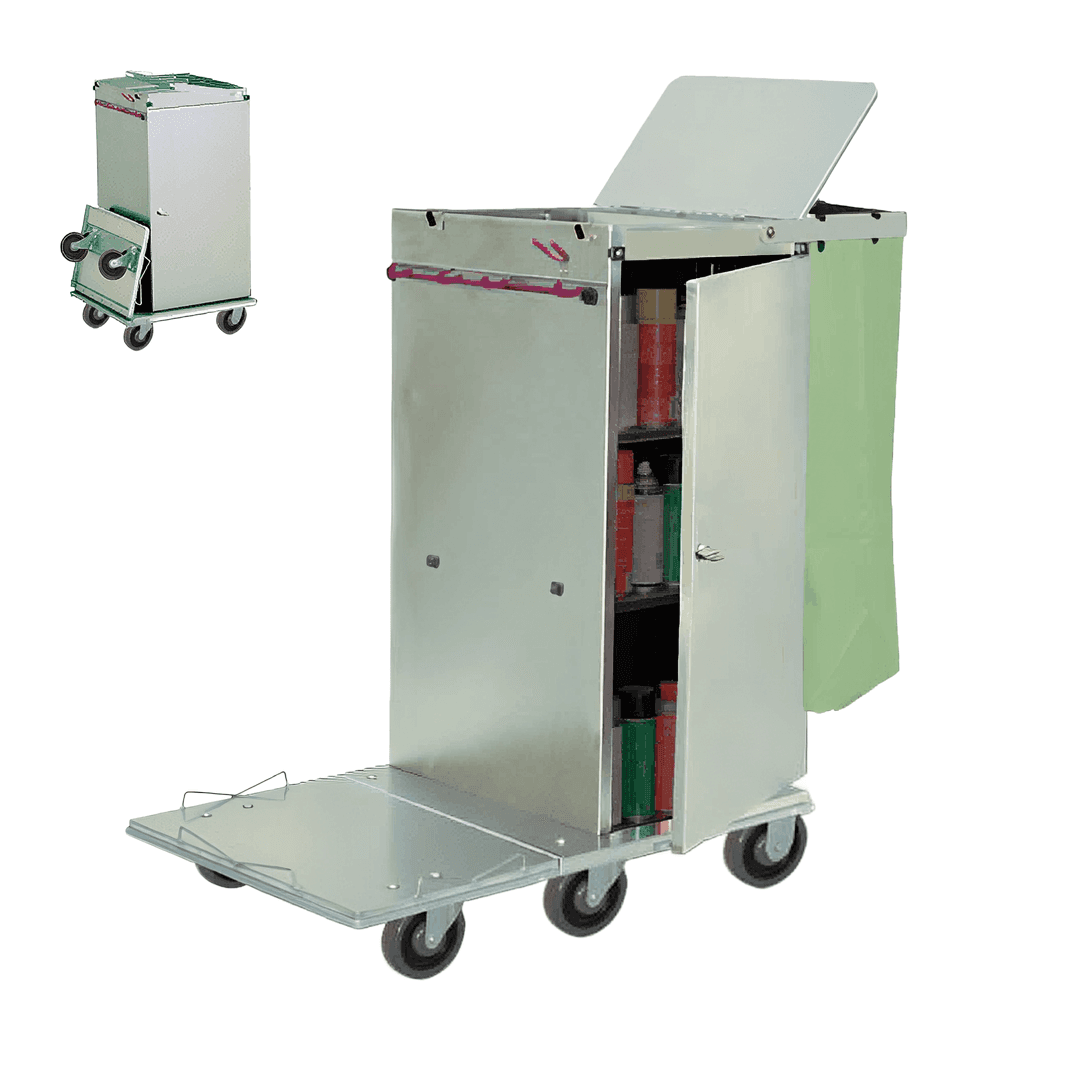 Housekeeping Cart 16X20X36 IN Stainless Steel Folding Durable 2-Shelf 1/Each