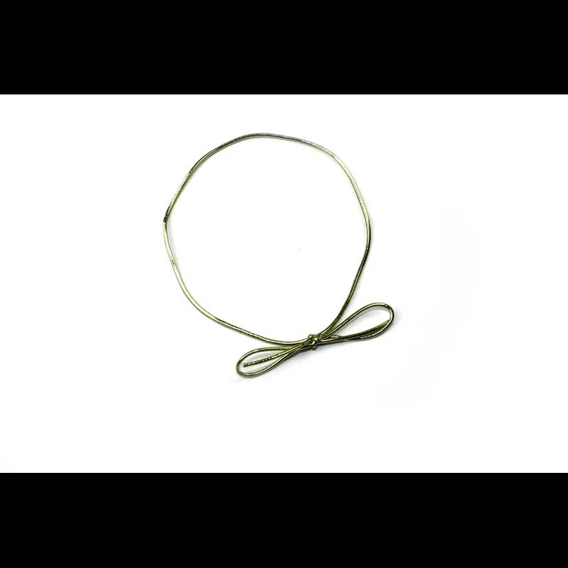 Stretch Ties 16 IN Gold Metallic Elastic Inside Loop Bowed 100/Box