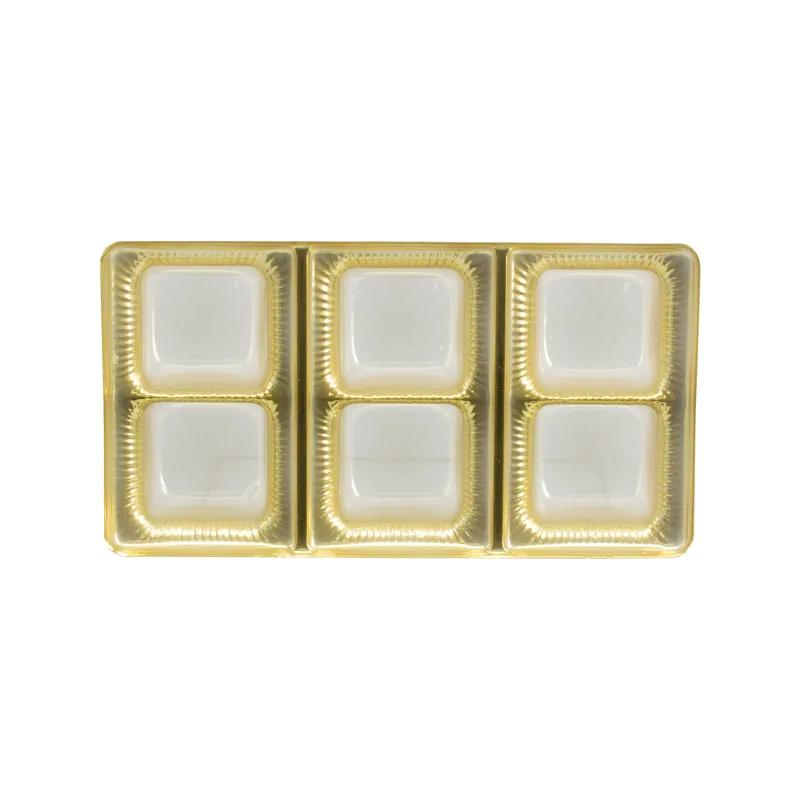 Candy Tray 6 Compartment Gold Splits Into (2) 3 Compartments Square Compartment 100/Case