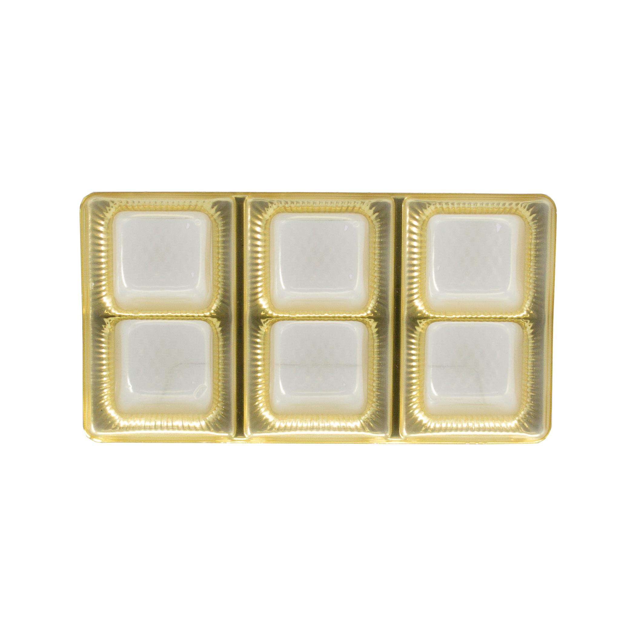 Candy Tray 6 Compartment Gold Splits Into (2) 3 Compartments Square Compartment 100/Case
