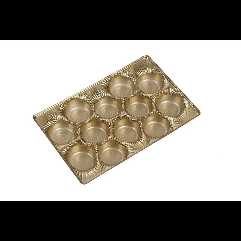 Candy Truffle Tray 12 Compartment Gold Round Compartment 100/Case