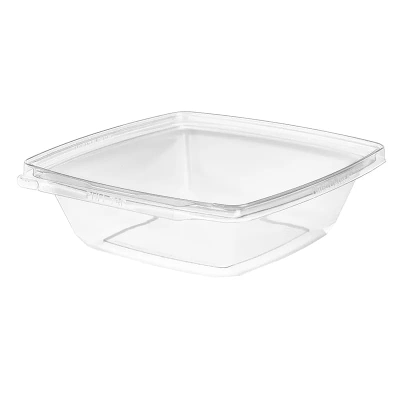 Safe-T-Fresh® Deli Container Hinged 32 OZ RPET Clear Square 168/Case
