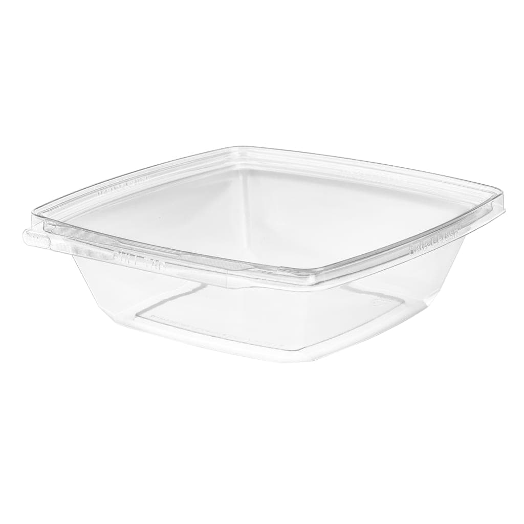 Safe-T-Fresh® Deli Container Hinged 32 OZ RPET Clear Square 168/Case