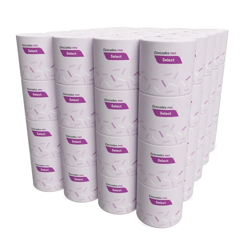 Cascades PRO Toilet Paper & Tissue Roll 3.25X4 IN 2PLY White Wrapped 500 Count/Roll 80 Rolls/Case 36 Cases/Pallet