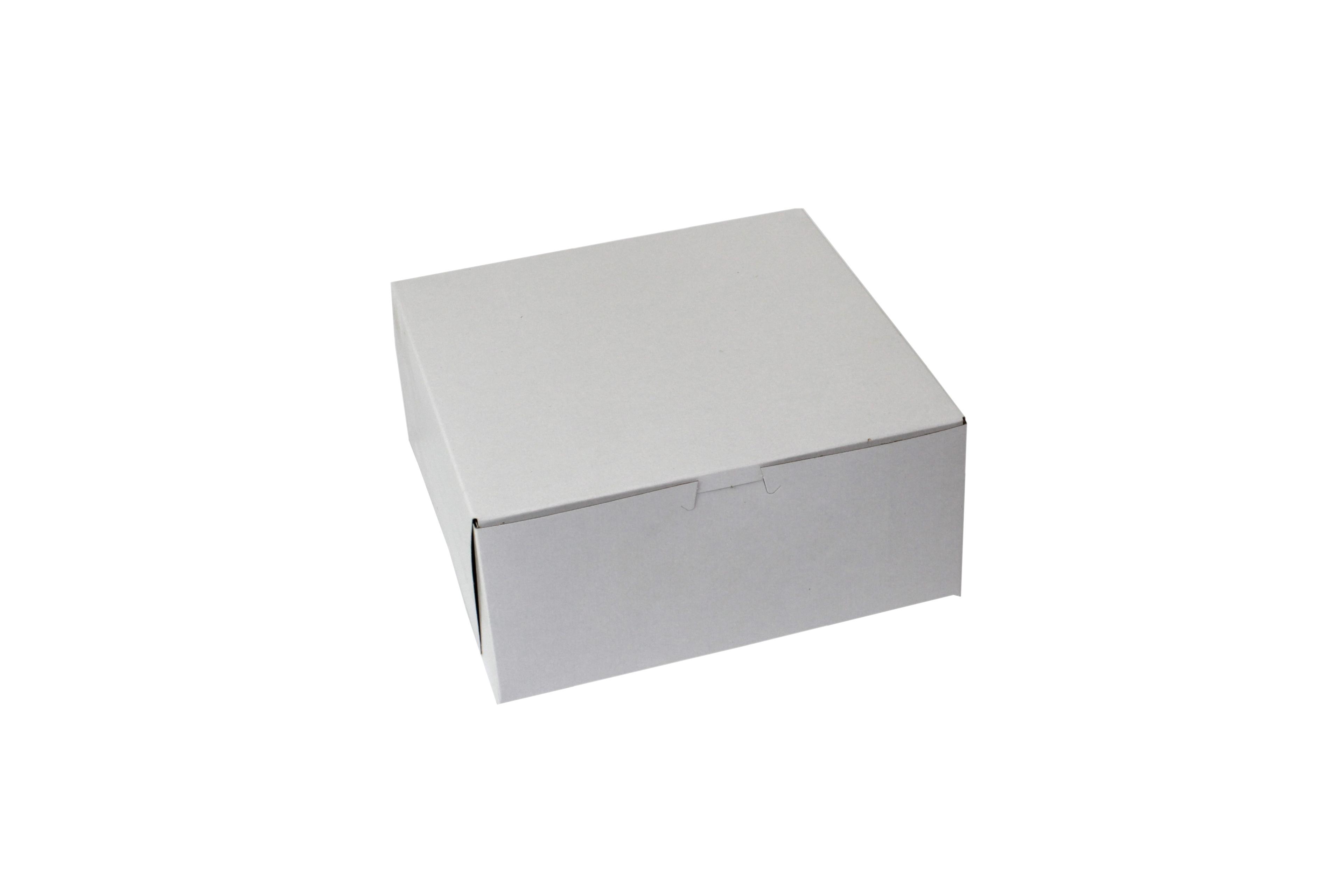 Bakery Box 9X9X4 IN Paperboard White Corner Lock 1-Piece 200/Case