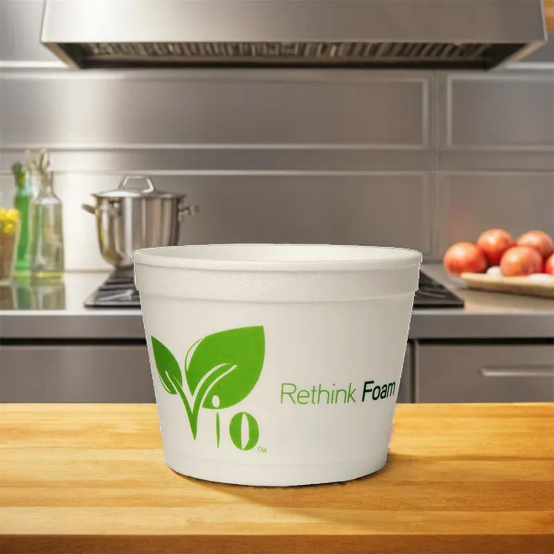 Vio Food Container Base 12 OZ Polystyrene Foam Multicolor Round 500/Case