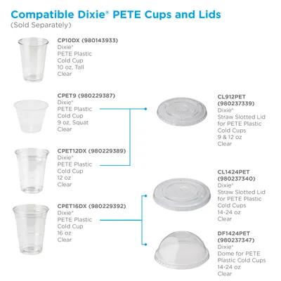 Dixie® Lid Flat Plastic Clear For 14-24 OZ Cup Straw Slot 1000/Case