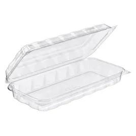 Essentials Danish Dessert Container Hinged With Dome Lid 90 OZ RPET Clear Rectangle 132/Case