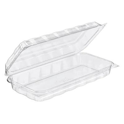 Essentials Danish Dessert Container Hinged With Dome Lid 90 OZ RPET Clear Rectangle 132/Case
