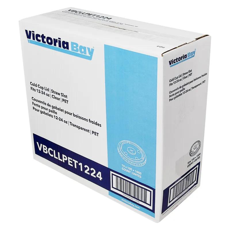 Victoria Bay Lid PET Clear For 12-24 OZ Paper Cold Cup Straw Slot 1000/Case