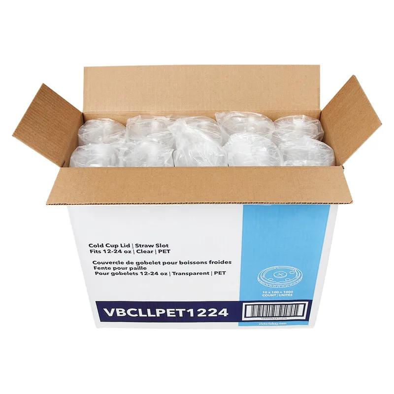 Victoria Bay Lid PET Clear For 12-24 OZ Paper Cold Cup Straw Slot 1000/Case