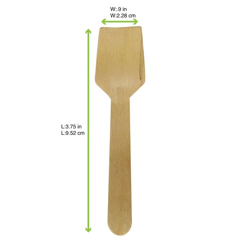 Ice Cream Spoon 3.75 IN Wood Natural 100 Count/Pack 30 Packs/Case 3000 Count/Case