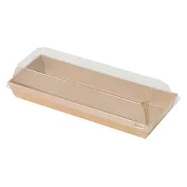 Sushi Take-Out Box With PET Lid 8.5X3X1 IN PE Coated Paper Kraft 50 Count/Pack 6 Packs/Case 300 Count/Case