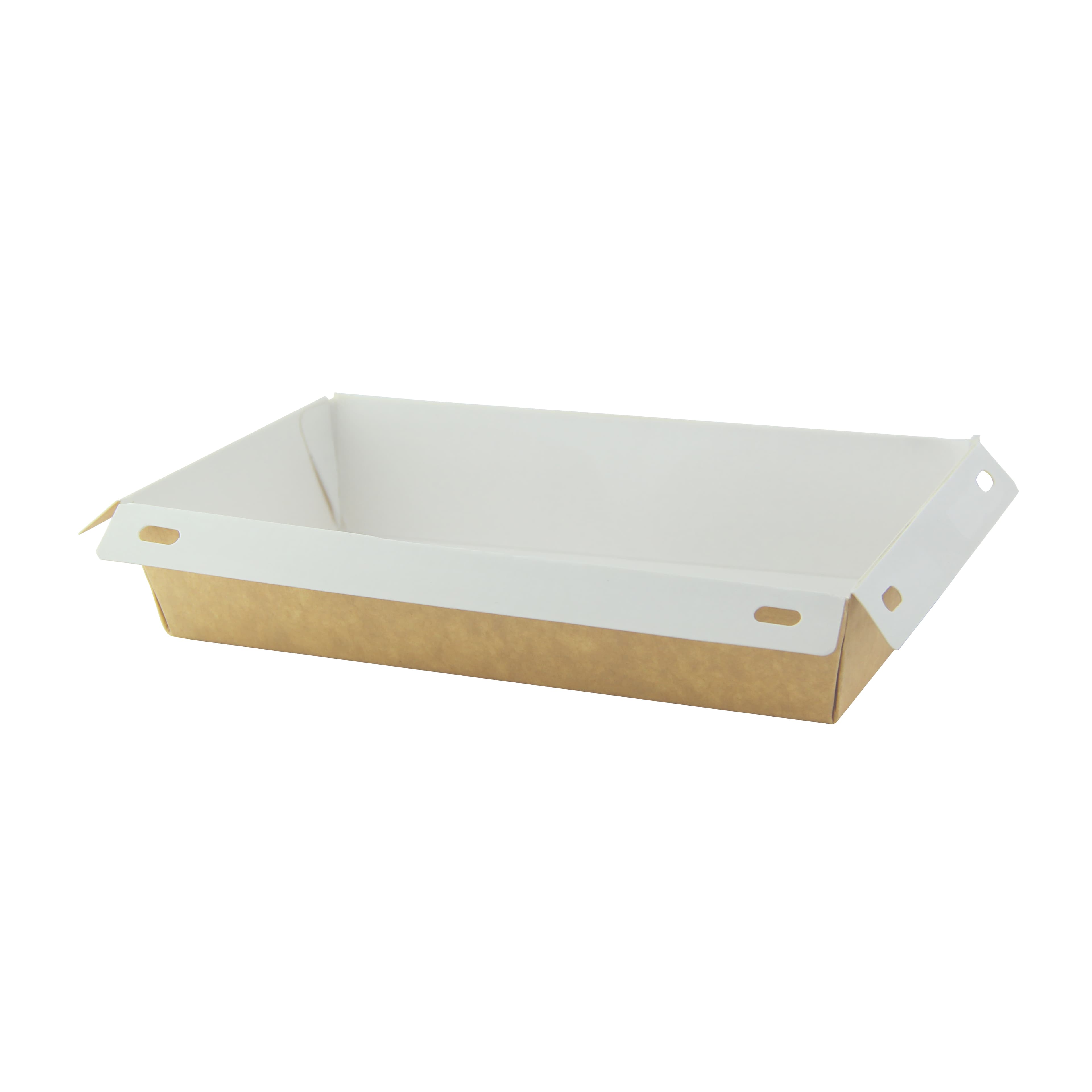 Take-Out Box With PET Lid 6.7X4.3X1.4 IN PE Coated Paper Kraft 25 Count/Pack 4 Packs/Case 100 Count/Case