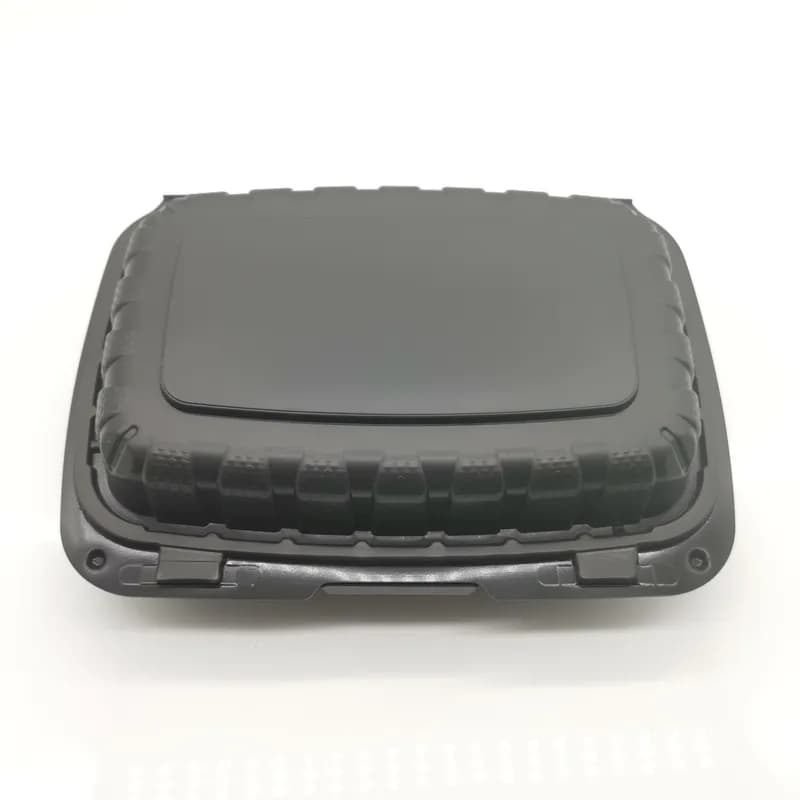 Victoria Bay Take-Out Container Hinged 8X8X3 IN MFPP Black Square Vented 200/Case