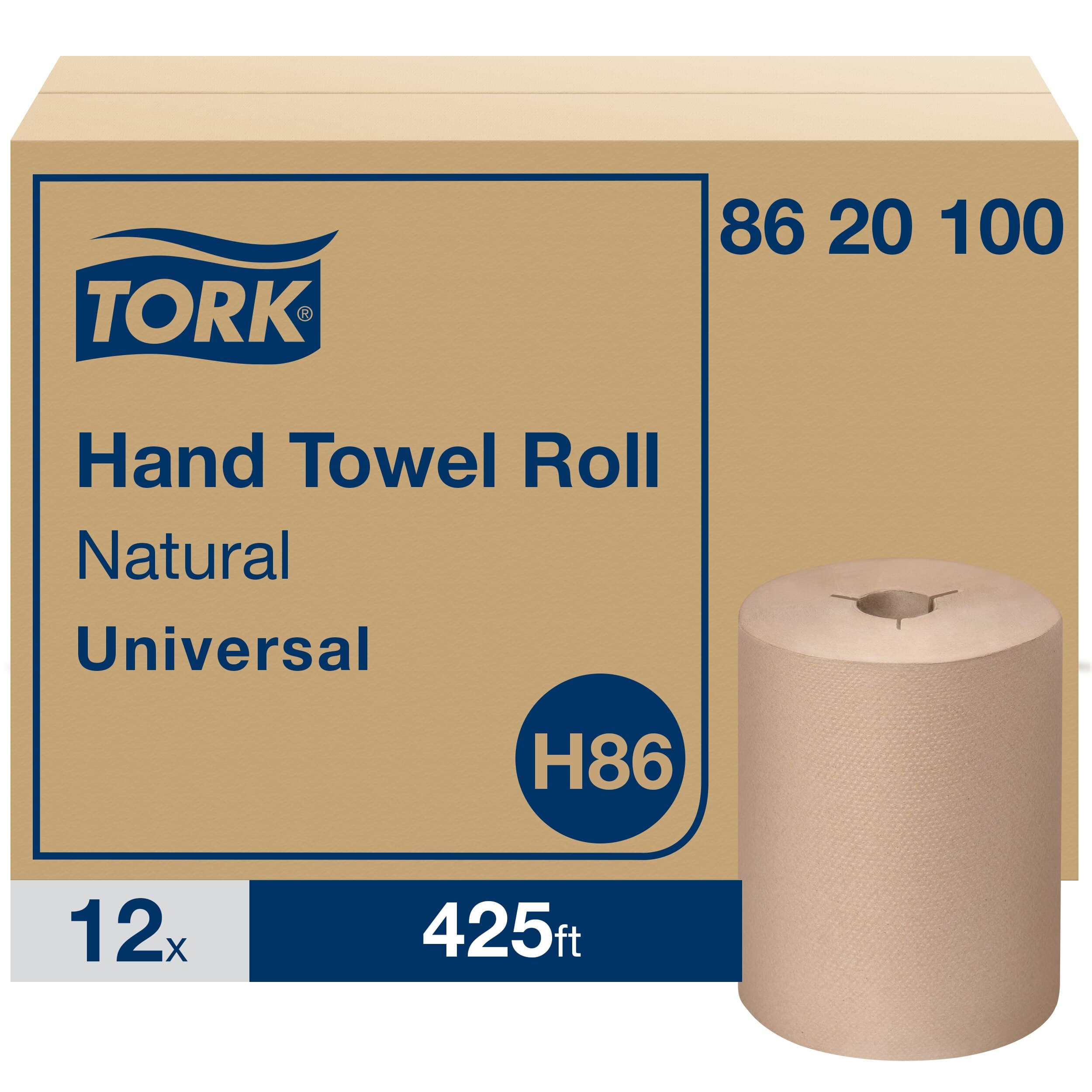 Tork Roll Paper Towel H86 8IN X425FT Kraft 3-Notch Proprietary Refill 6.2IN Roll 1.925IN Core Diameter 12 Rolls/Case