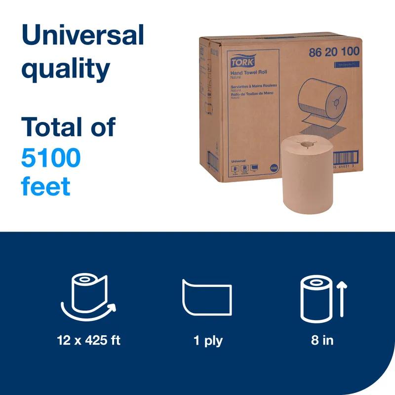 Tork Roll Paper Towel H86 8IN X425FT Kraft 3-Notch Proprietary Refill 6.2IN Roll 1.925IN Core Diameter 12 Rolls/Case