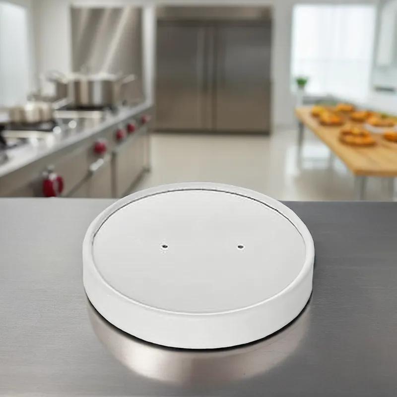 Lid Single Wall Poly-Coated Paper White Spiral For Bowl 1000/Case