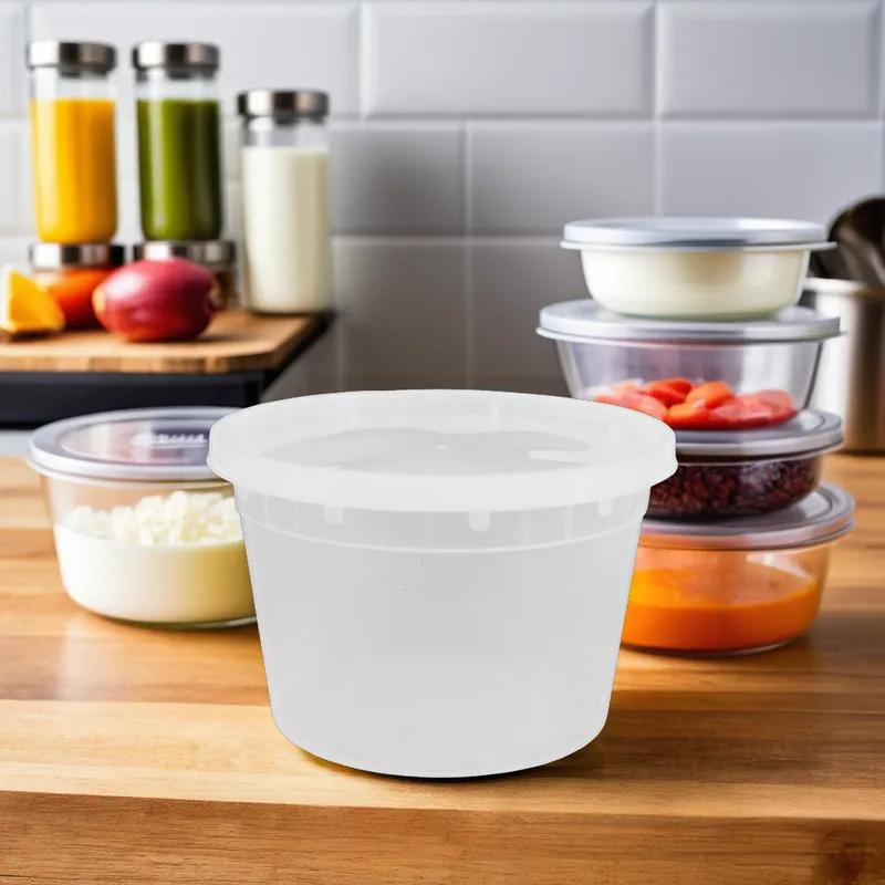Victoria Bay Deli Container Base & Lid Combo With Polyethylene (PE) Lid 16 OZ PP Round 240/Case