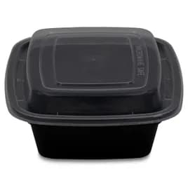 Victoria Bay Take-Out Container Base & Lid Combo 12 OZ Plastic Black Clear Rectangle 150/Case